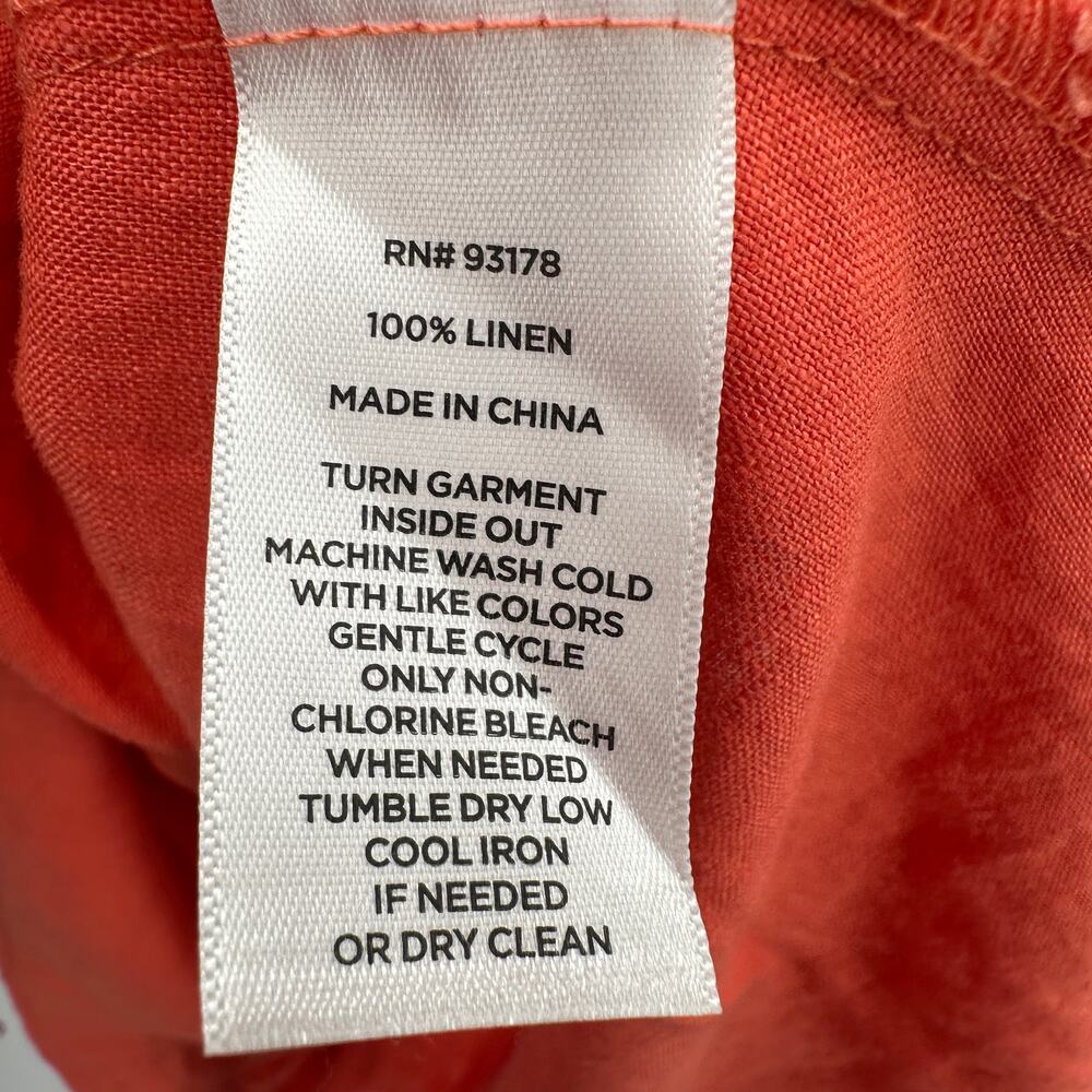 MAGASCHONI NWT Orange 100% Linen Tie Waist Midi Dress // L - Picture 7 of 11
